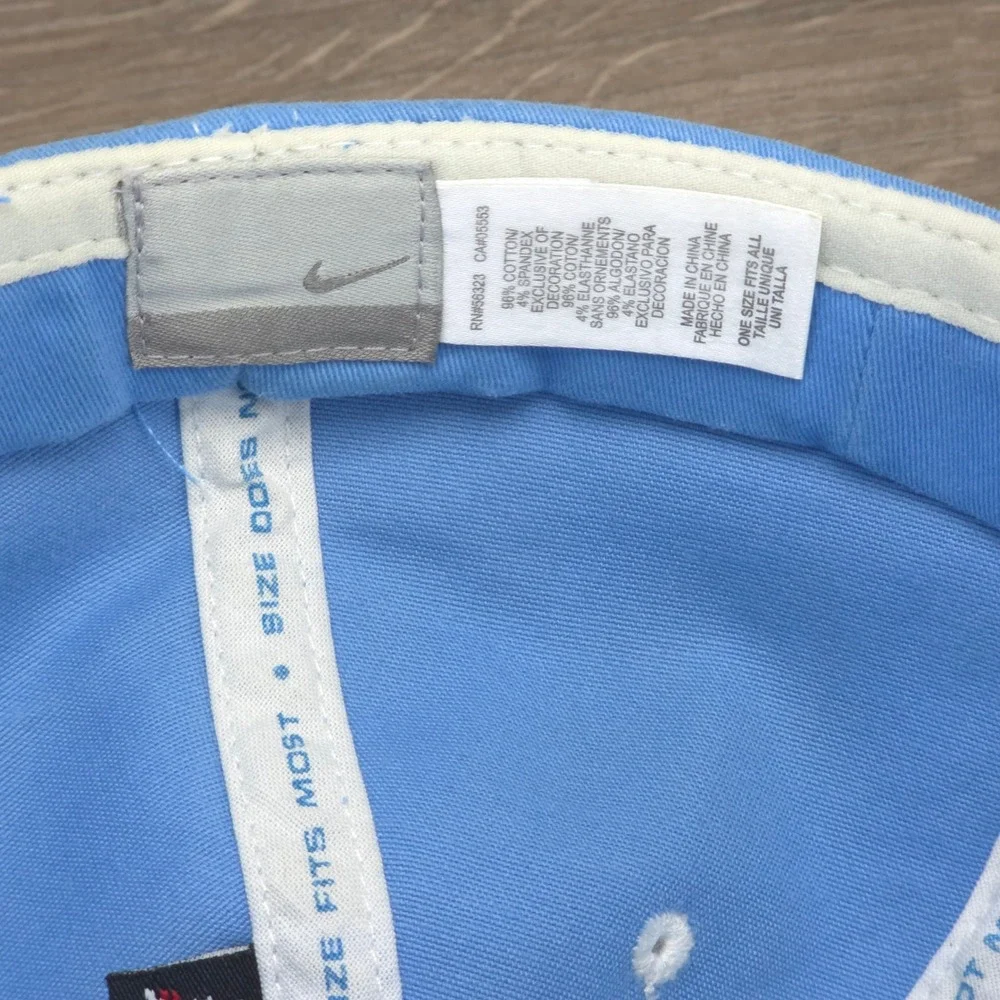 Nike Hat Cap Fitted One Size Blue Men Athletic Swoosh Golf Baseball Sportswear
